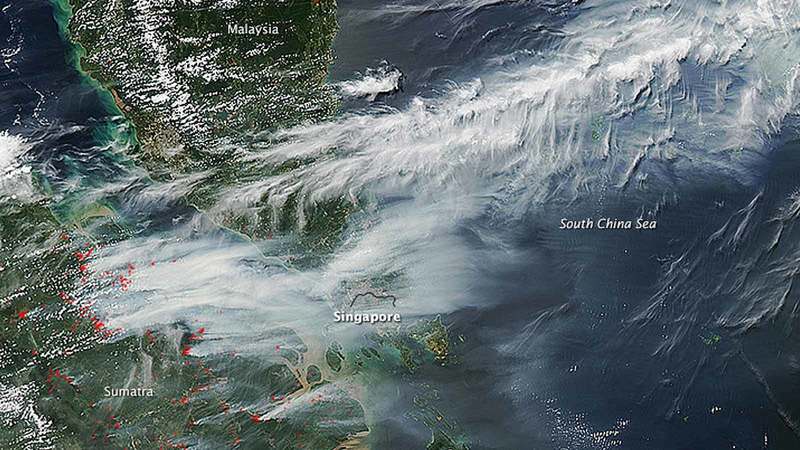 Satellite view of Indonesian wildfires