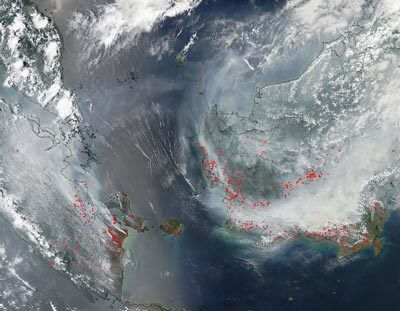 Satellite view of widfires